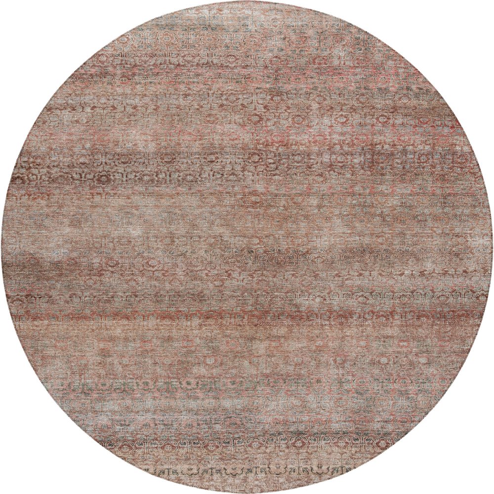 Luxury Washable Indoor/Outdoor Burano Coral 8' x 8' Round Rug. Picture 1