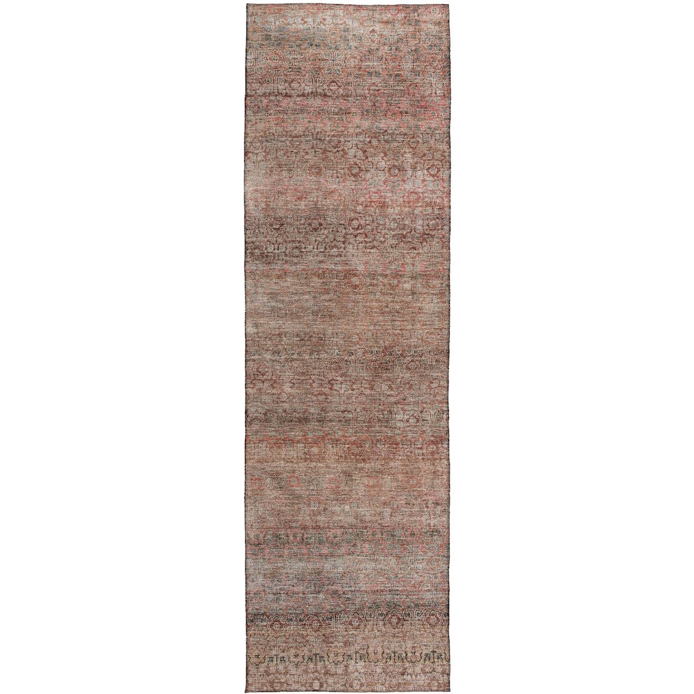 Luxury Washable Indoor/Outdoor Burano Coral 2'3" x 7'6" Runner Rug. Picture 1