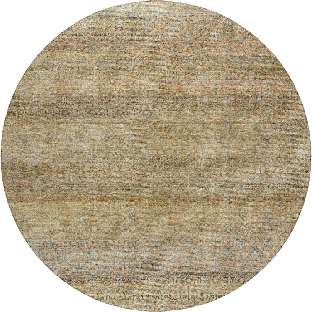 Luxury Washable Indoor/Outdoor Burano Wheat 8' x 8' Round Rug. Picture 1