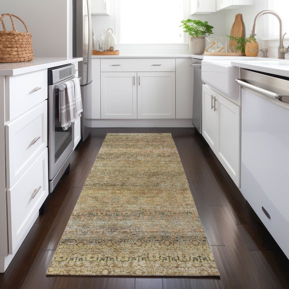 Luxury Washable Indoor/Outdoor Burano Wheat 2'3" x 7'6" Runner Rug. Picture 5