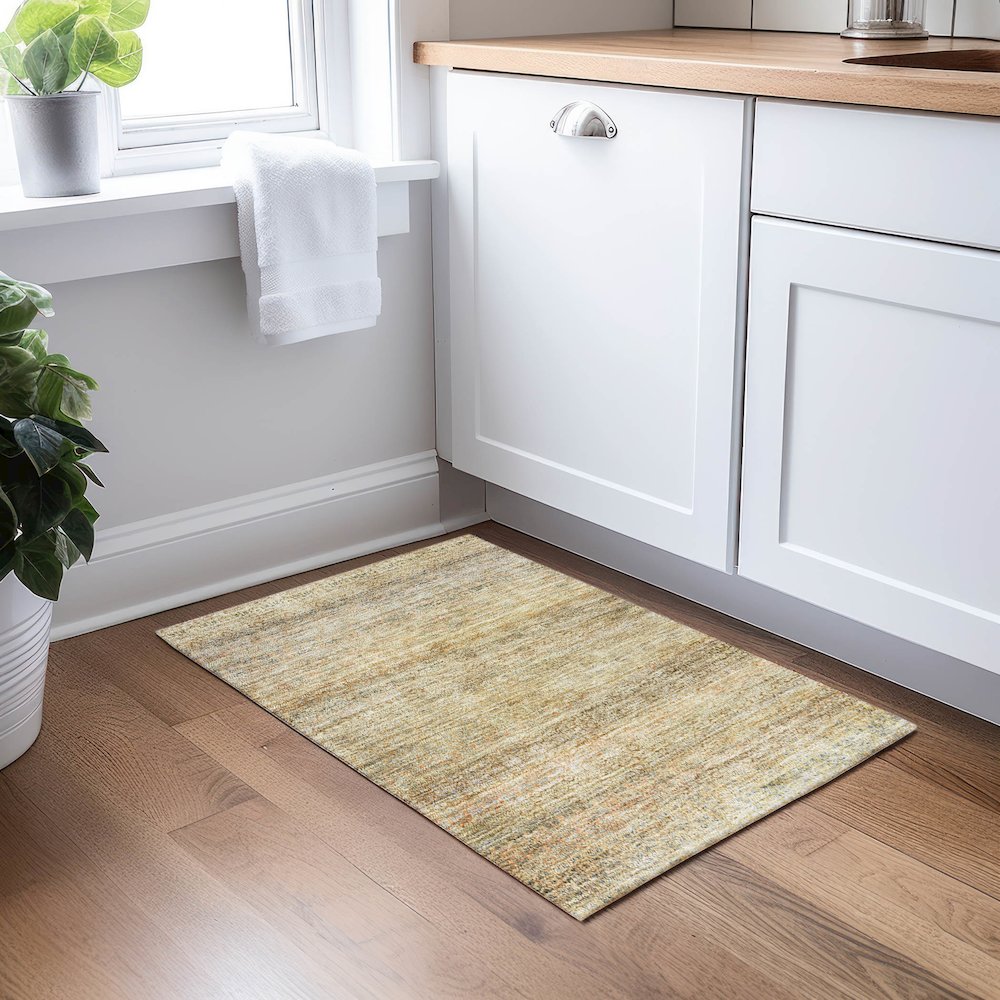 Luxury Washable Indoor/Outdoor Burano Wheat 1'8" x 2'6" Rug. Picture 5
