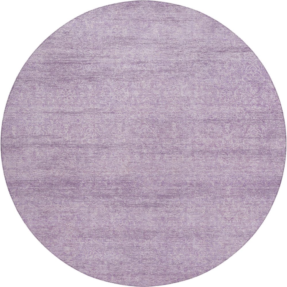 Luxury Washable Indoor/Outdoor Burano Lavender 8' x 8' Round Rug. Picture 1