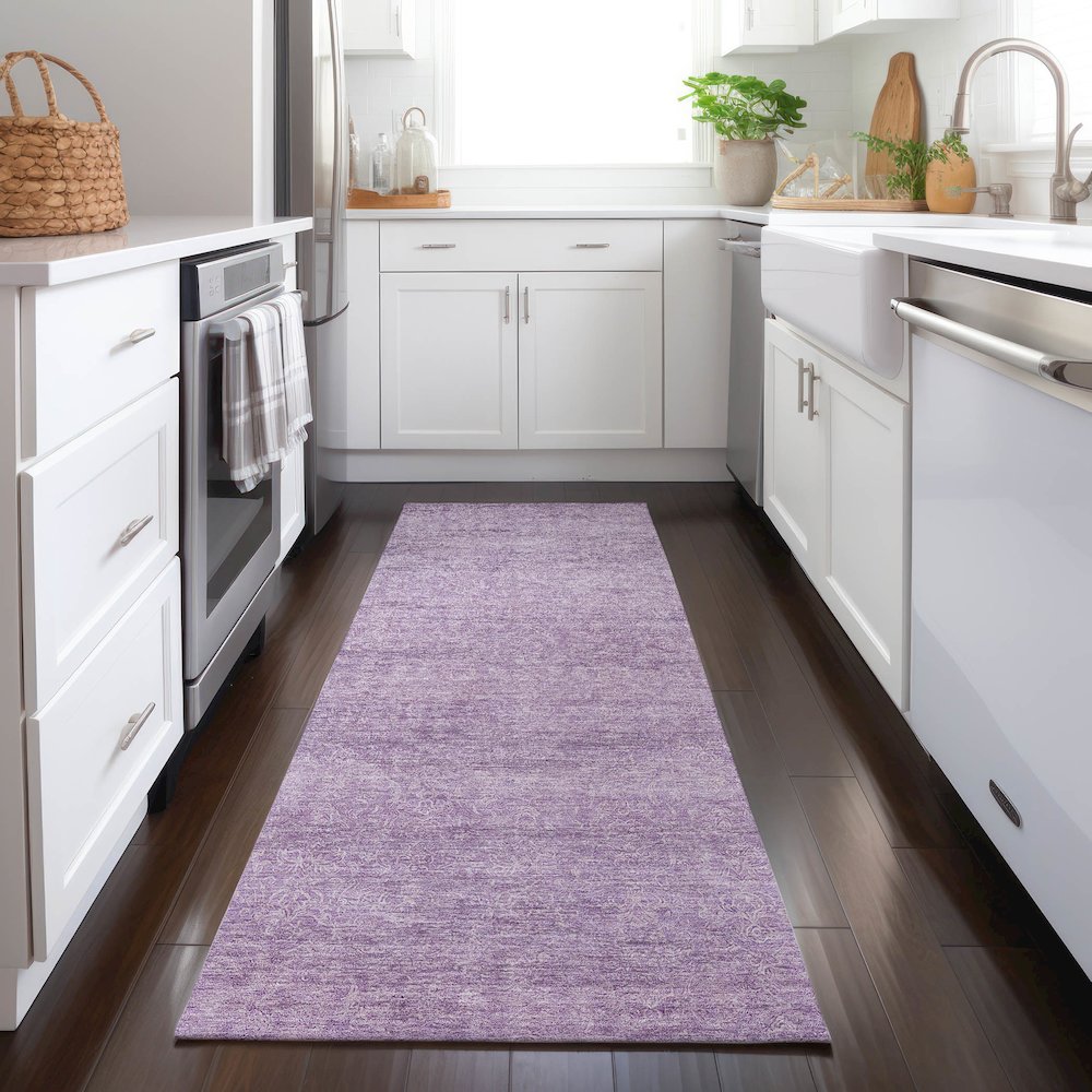 Luxury Washable Indoor/Outdoor Burano Lavender 2'3" x 7'6" Runner Rug. Picture 5