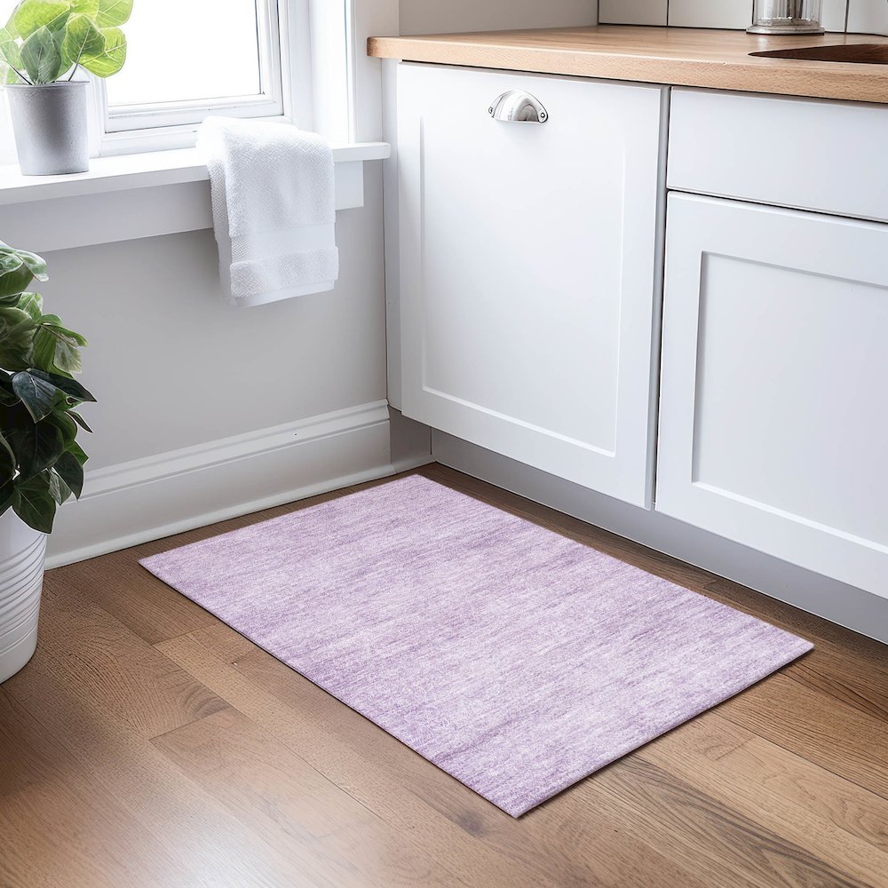 Luxury Washable Indoor/Outdoor Burano Lavender 1'8" x 2'6" Rug. Picture 5