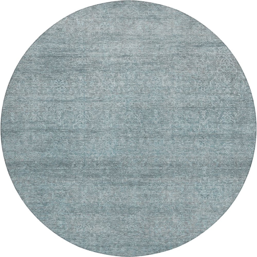 Luxury Washable Indoor/Outdoor Burano Seafoam 8' x 8' Round Rug. Picture 1