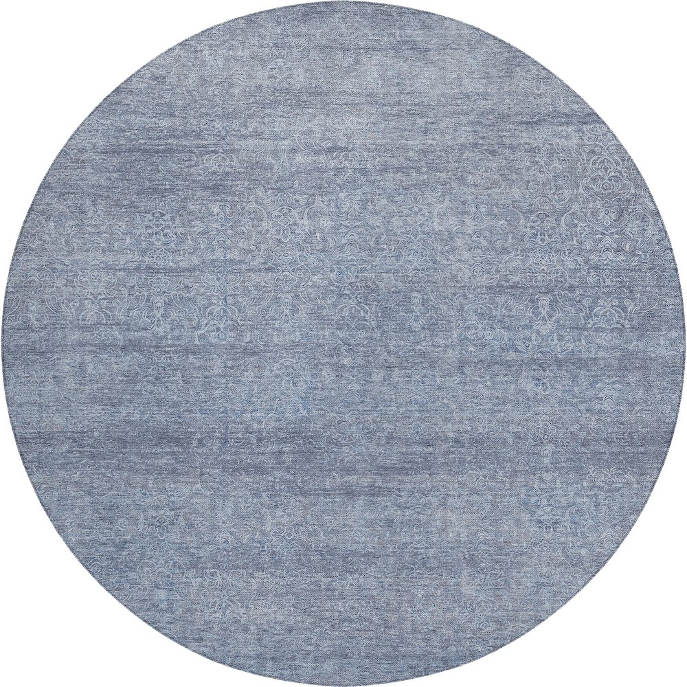 Luxury Washable Indoor/Outdoor Burano Sky 8' x 8' Round Rug. Picture 1
