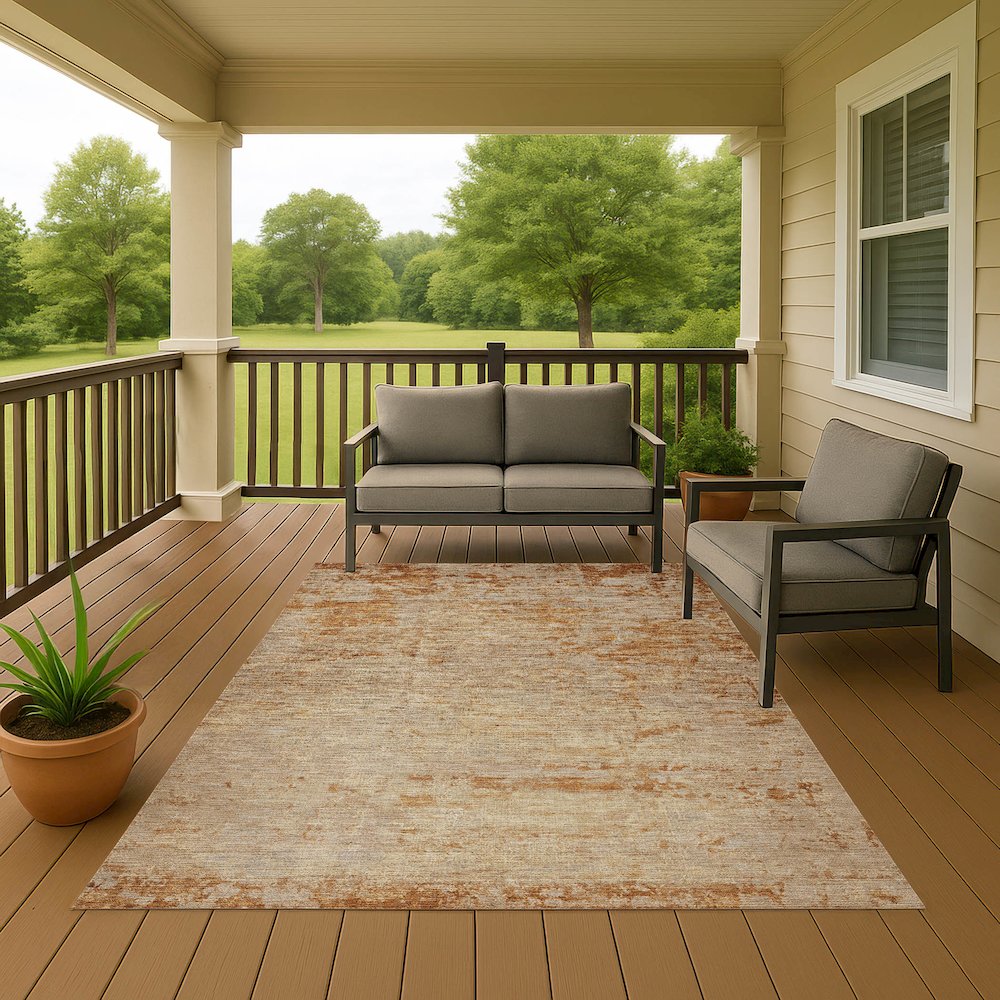 Luxury Washable Indoor/Outdoor Burano Copper 2'6" x 3'10" Rug. Picture 6
