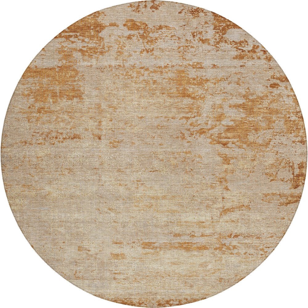 Luxury Washable Indoor/Outdoor Burano Copper 8' x 8' Round Rug. Picture 1