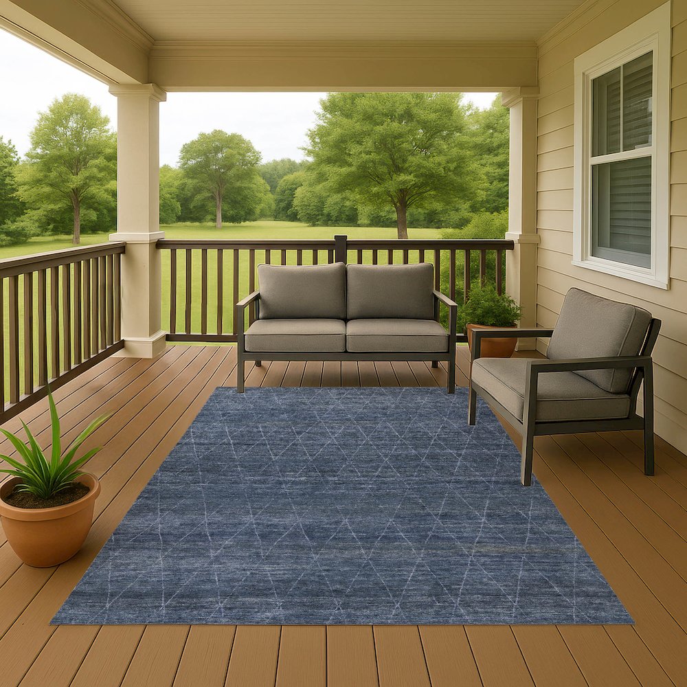 Luxury Washable Indoor/Outdoor Burano Navy 2'6" x 3'10" Rug. Picture 6