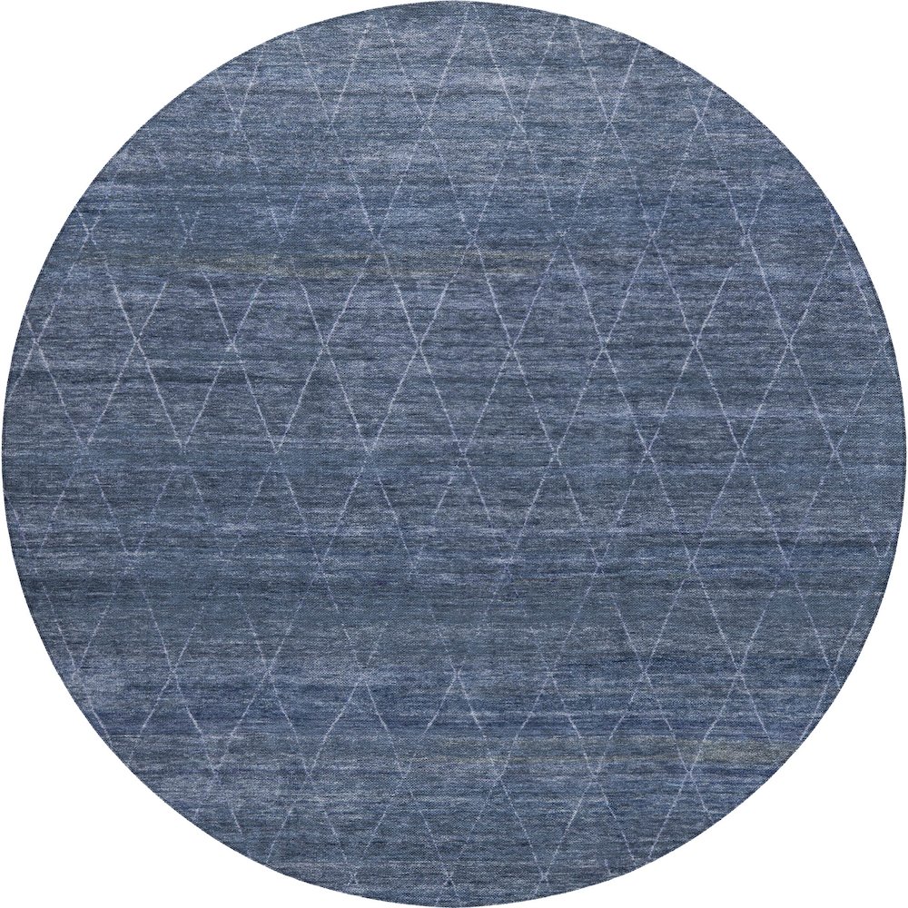 Luxury Washable Indoor/Outdoor Burano Navy 8' x 8' Round Rug. Picture 1