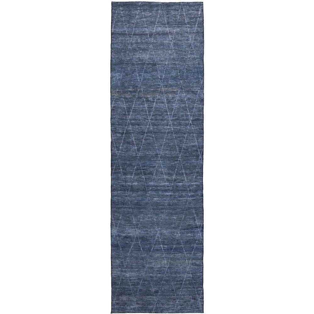 Luxury Washable Indoor/Outdoor Burano Navy 2'3" x 7'6" Runner Rug. Picture 1