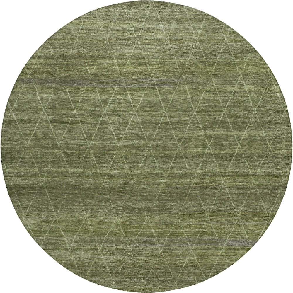 Luxury Washable Indoor/Outdoor Burano Olive 8' x 8' Round Rug. Picture 1