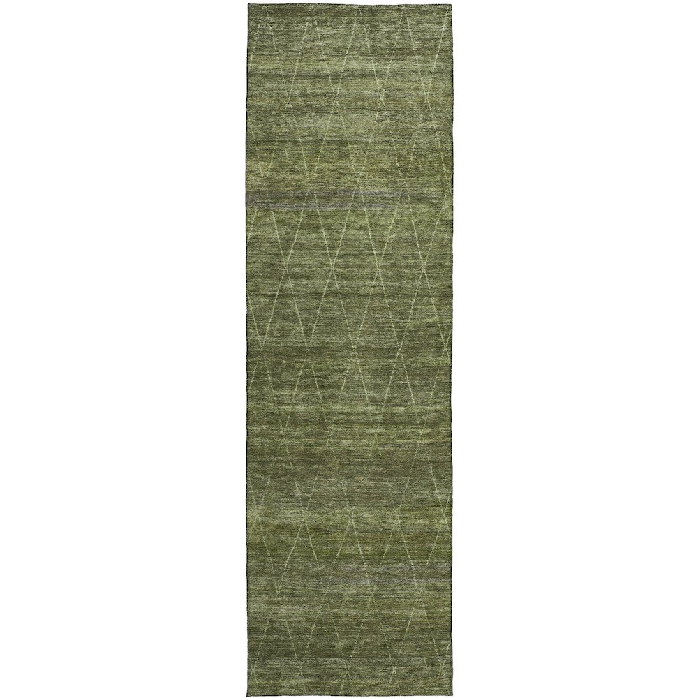 Luxury Washable Indoor/Outdoor Burano Olive 2'3" x 7'6" Runner Rug. Picture 1