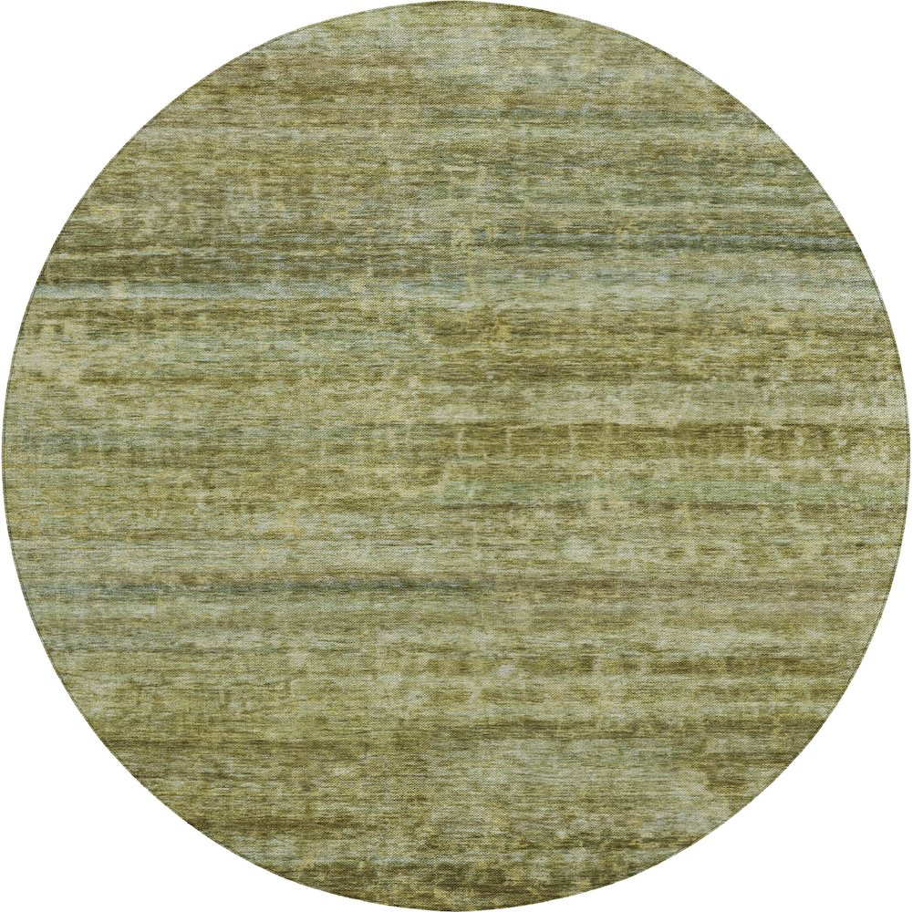 Luxury Washable Indoor/Outdoor Burano Olive 8' x 8' Round Rug. Picture 1