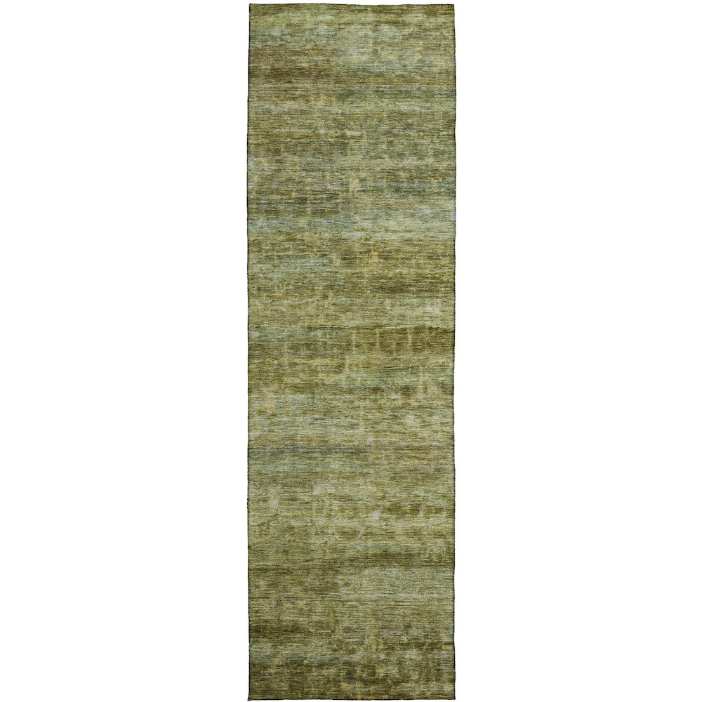 Luxury Washable Indoor/Outdoor Burano Olive 2'3" x 7'6" Runner Rug. Picture 1