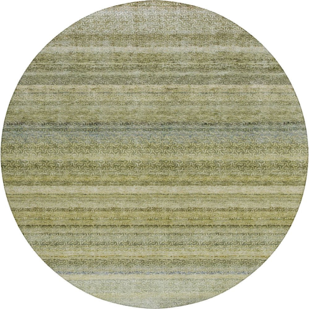 Luxury Washable Indoor/Outdoor Burano Aloe 8' x 8' Round Rug. Picture 1