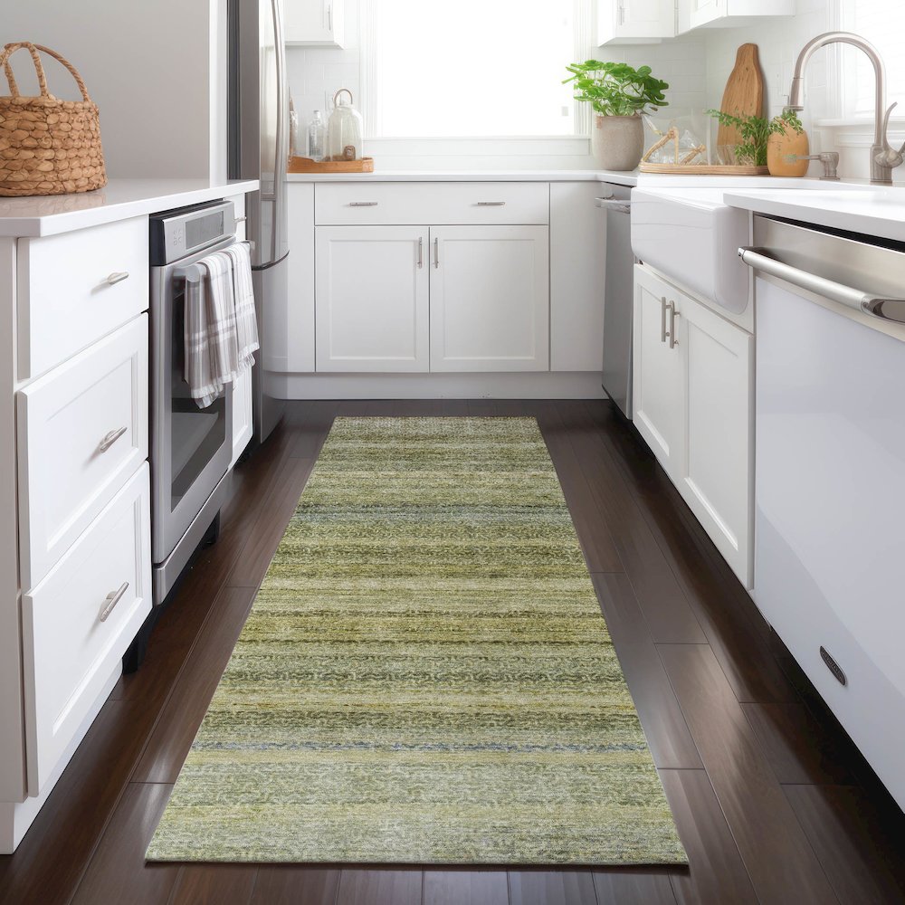 Luxury Washable Indoor/Outdoor Burano Aloe 2'3" x 7'6" Runner Rug. Picture 5