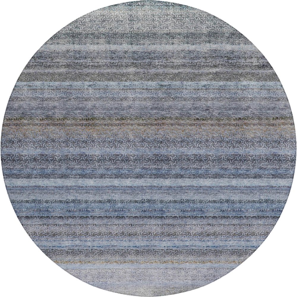 Luxury Washable Indoor/Outdoor Burano Blue 8' x 8' Round Rug. Picture 1