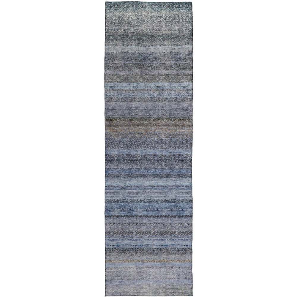 Luxury Washable Indoor/Outdoor Burano Blue 2'3" x 7'6" Runner Rug. Picture 1
