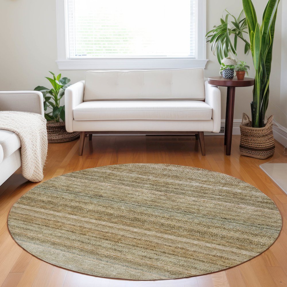 Luxury Washable Indoor/Outdoor Burano Copper 8' x 8' Round Rug. Picture 5