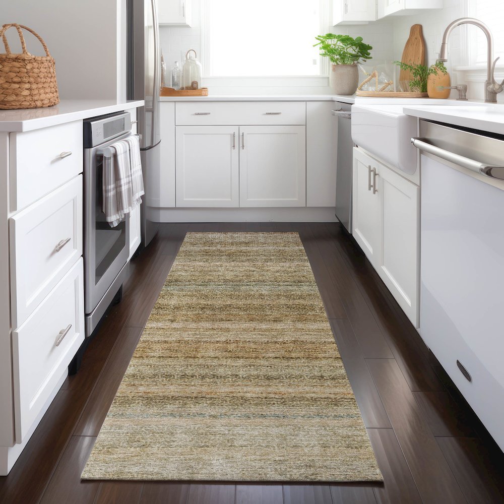 Luxury Washable Indoor/Outdoor Burano Copper 2'3" x 7'6" Runner Rug. Picture 5