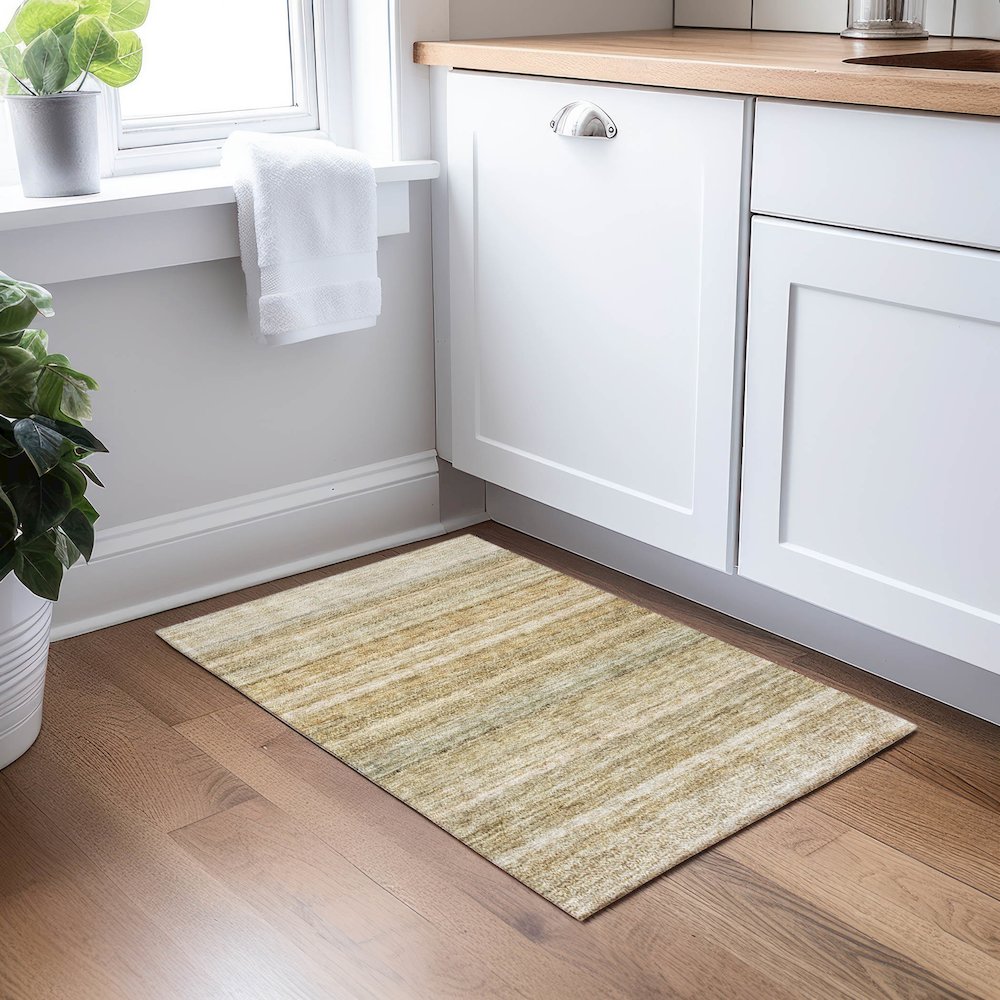 Luxury Washable Indoor/Outdoor Burano Copper 1'8" x 2'6" Rug. Picture 5