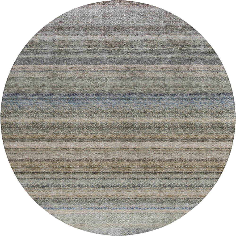 Luxury Washable Indoor/Outdoor Burano Taupe 8' x 8' Round Rug. Picture 1