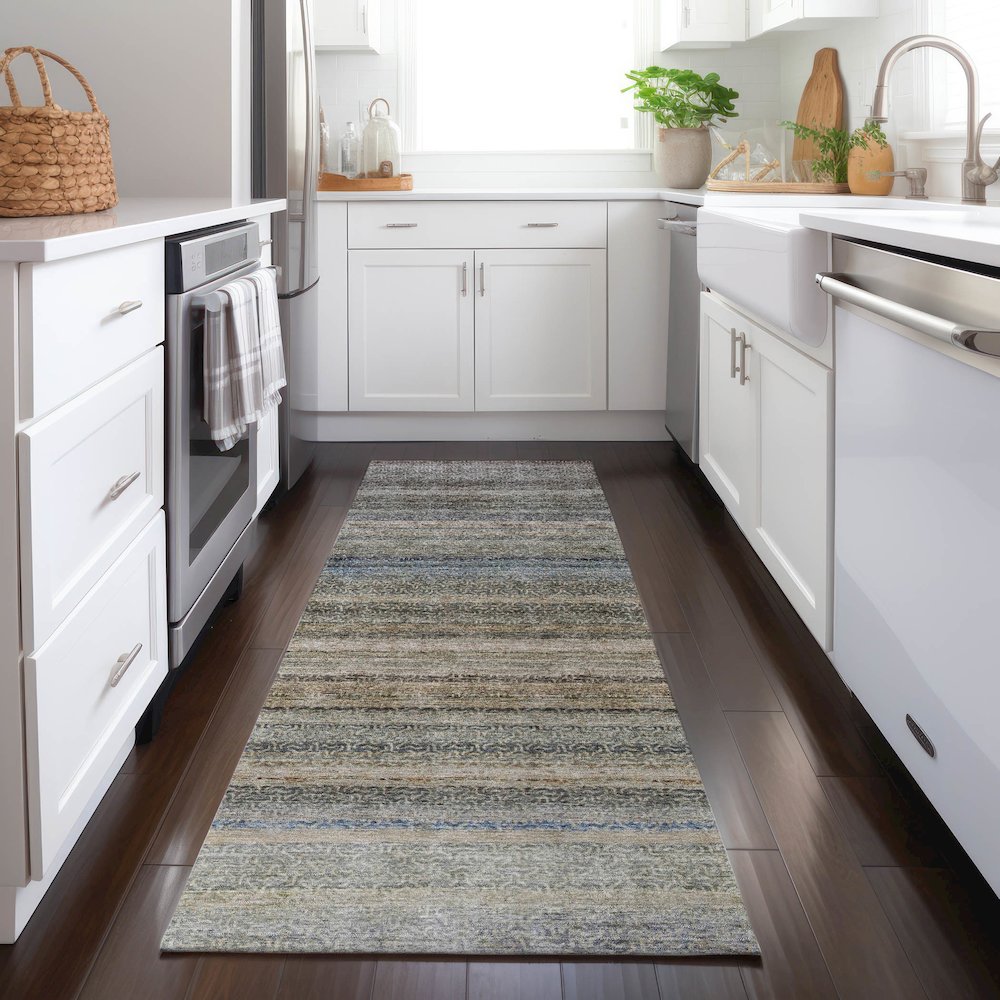 Luxury Washable Indoor/Outdoor Burano Taupe 2'3" x 7'6" Runner Rug. Picture 5