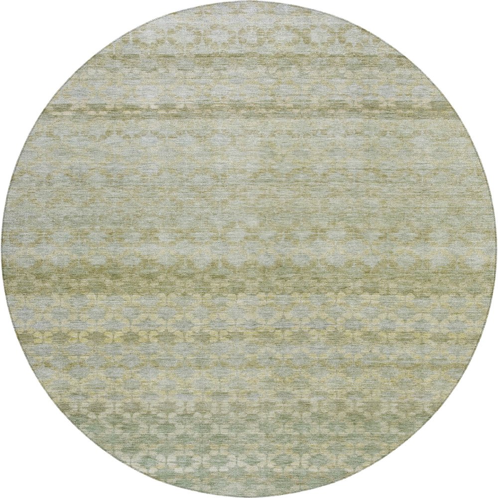Luxury Washable Indoor/Outdoor Burano Aloe 8' x 8' Round Rug. Picture 1