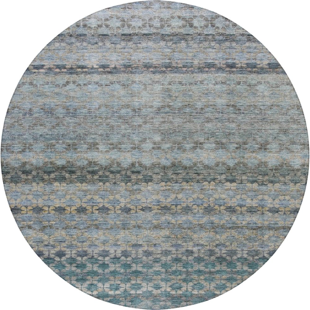 Luxury Washable Indoor/Outdoor Burano Blue 8' x 8' Round Rug. Picture 1
