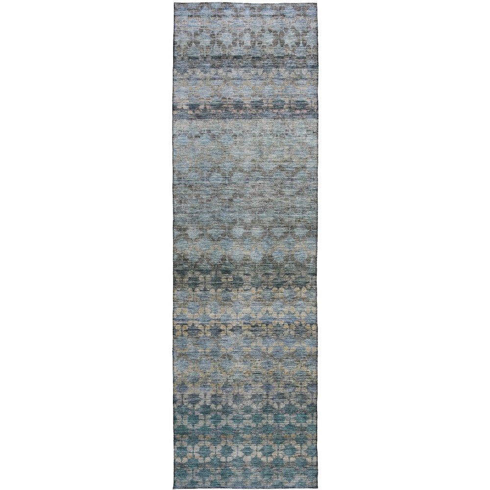 Luxury Washable Indoor/Outdoor Burano Blue 2'3" x 7'6" Runner Rug. Picture 1