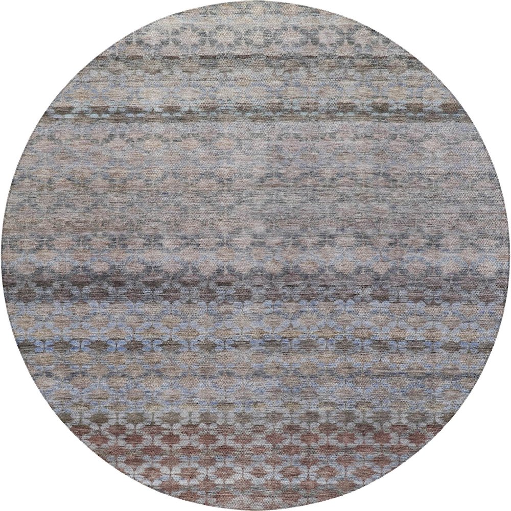 Luxury Washable Indoor/Outdoor Burano Brown 8' x 8' Round Rug. Picture 1