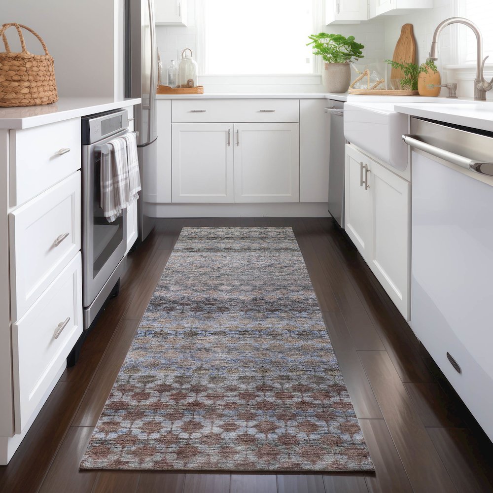 Luxury Washable Indoor/Outdoor Burano Brown 2'3" x 7'6" Runner Rug. Picture 5