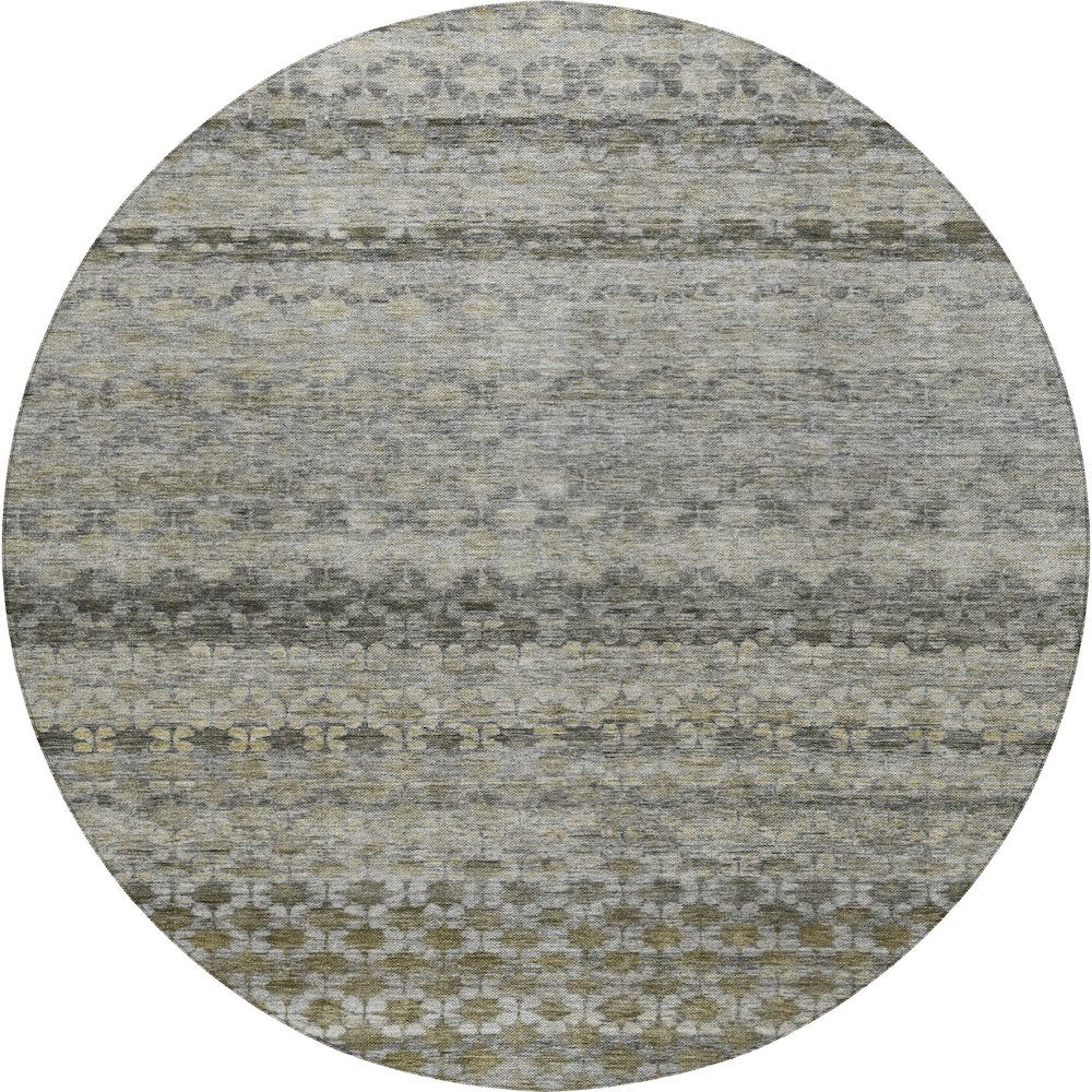 Luxury Washable Indoor/Outdoor Burano Pewter 8' x 8' Round Rug. Picture 1