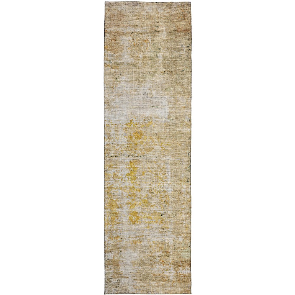Luxury Washable Indoor/Outdoor Burano Gold 2'3" x 7'6" Runner Rug. Picture 1