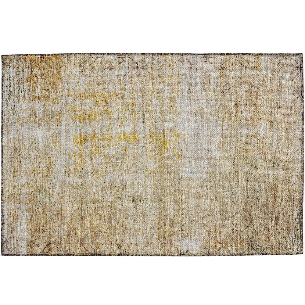 Luxury Washable Indoor/Outdoor Burano Gold 1'8" x 2'6" Rug. Picture 1
