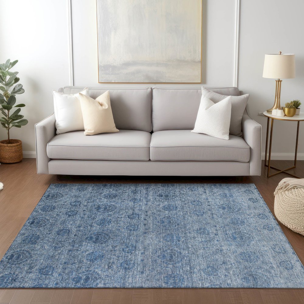 Luxury Washable Indoor/Outdoor Burano Blue 2'6" x 3'10" Rug. Picture 5