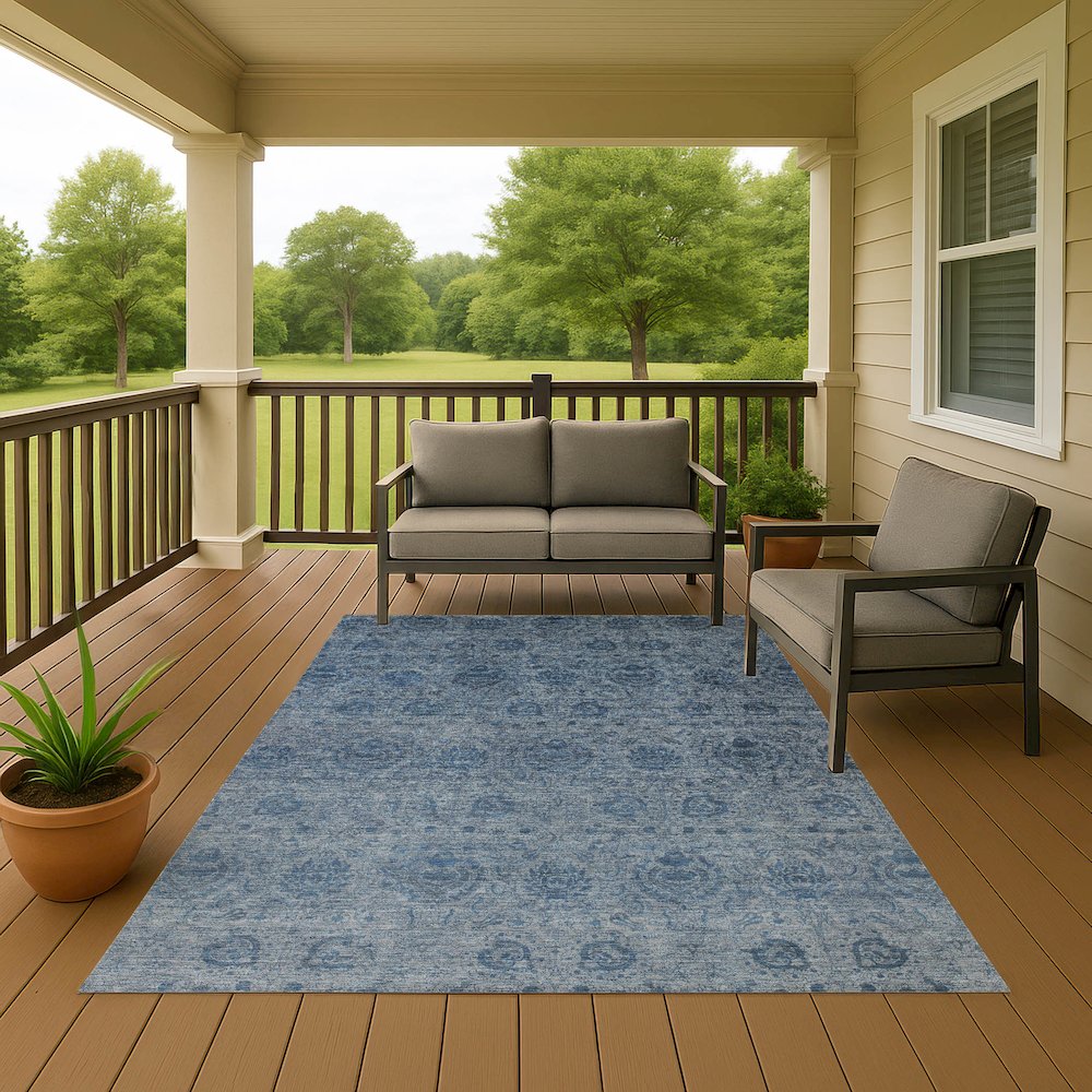 Luxury Washable Indoor/Outdoor Burano Blue 2'6" x 3'10" Rug. Picture 6