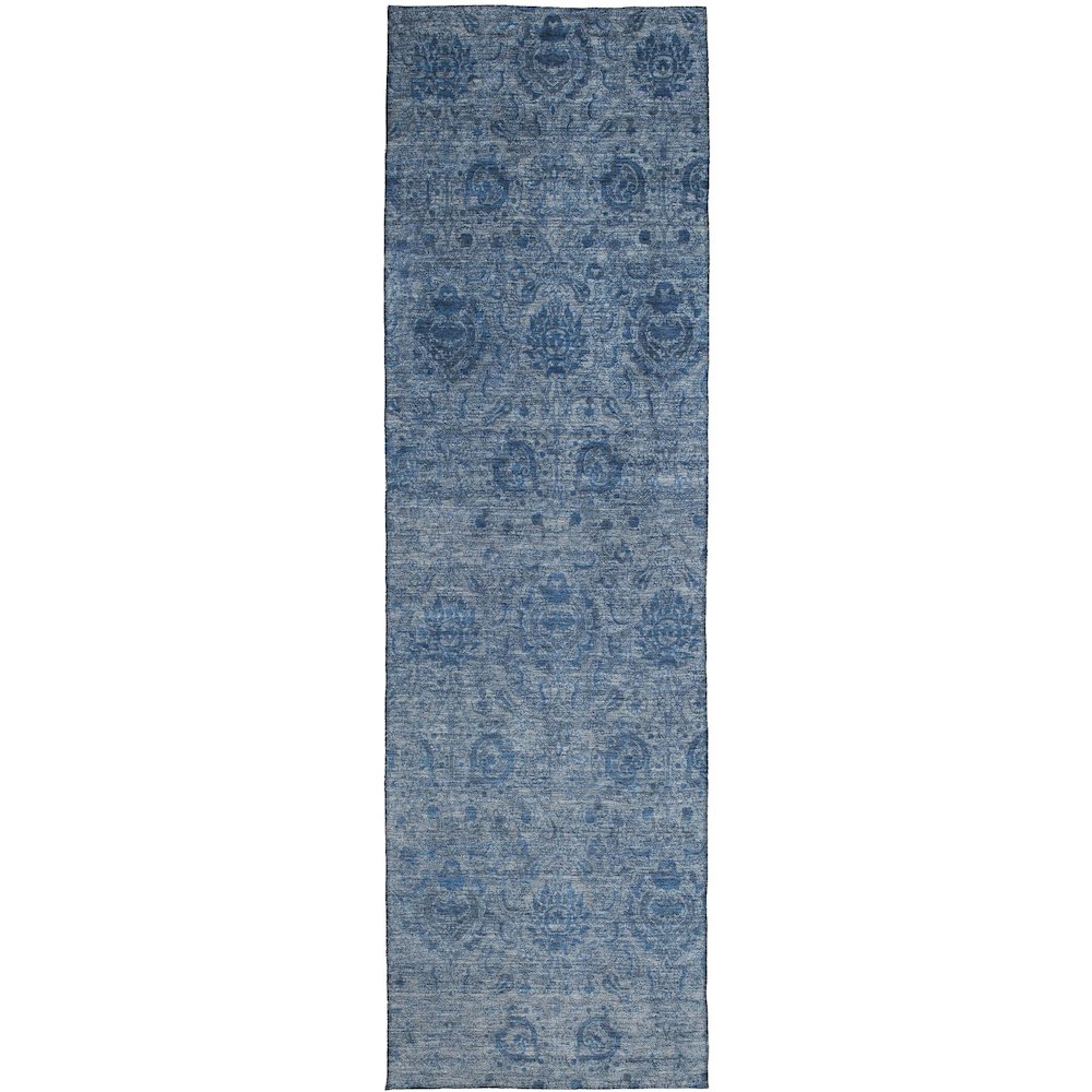 Luxury Washable Indoor/Outdoor Burano Blue 2'3" x 7'6" Runner Rug. Picture 1