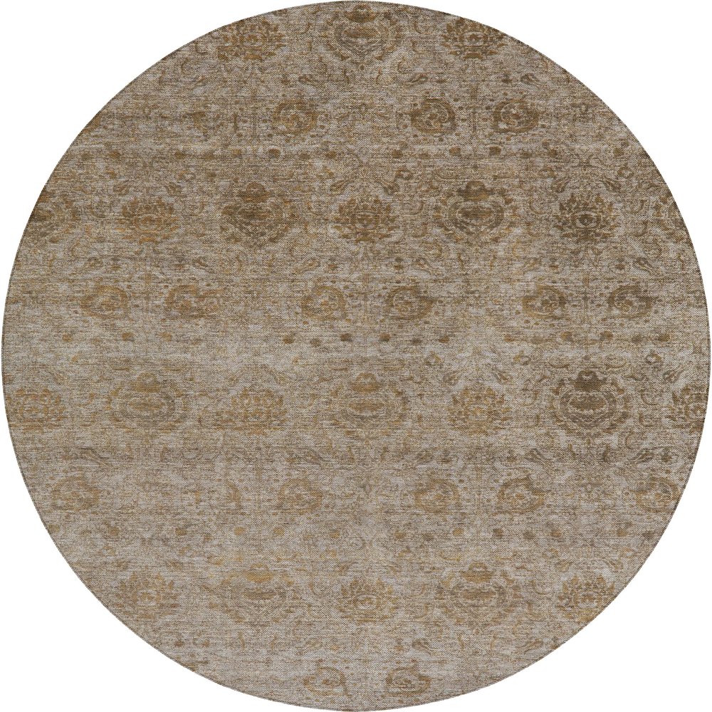 Luxury Washable Indoor/Outdoor Burano Brown 8' x 8' Round Rug. Picture 1