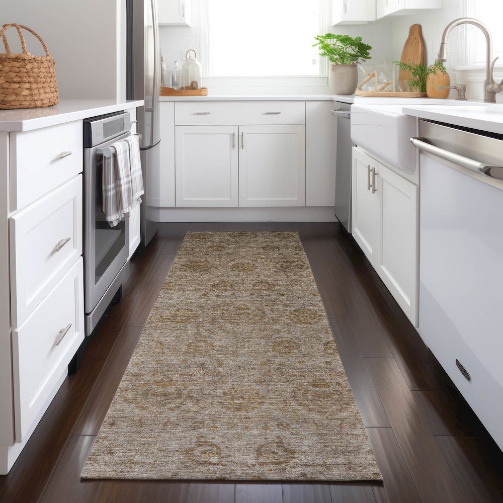 Luxury Washable Indoor/Outdoor Burano Brown 2'3" x 7'6" Runner Rug. Picture 5