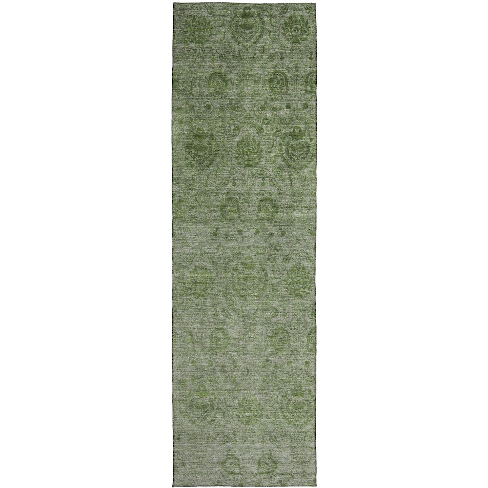 Luxury Washable Indoor/Outdoor Burano Olive 2'3" x 7'6" Runner Rug. Picture 1