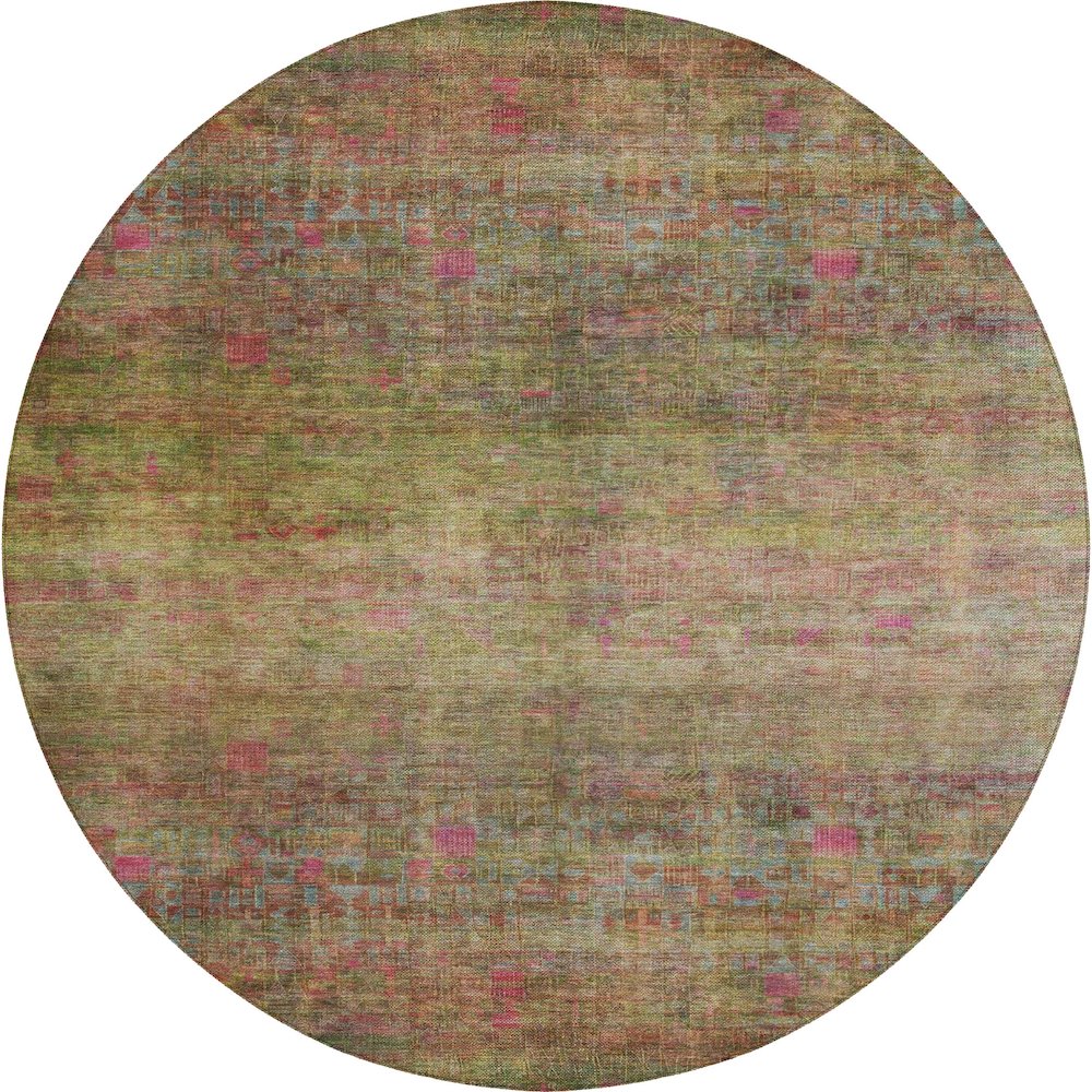 Luxury Washable Indoor/Outdoor Burano Cactus 8' x 8' Round Rug. Picture 1