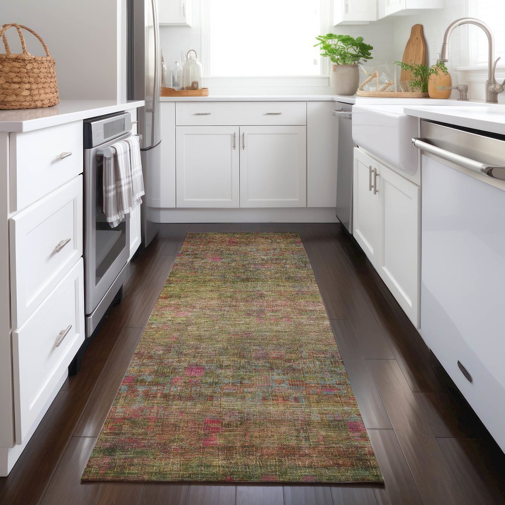 Luxury Washable Indoor/Outdoor Burano Cactus 2'3" x 7'6" Runner Rug. Picture 5