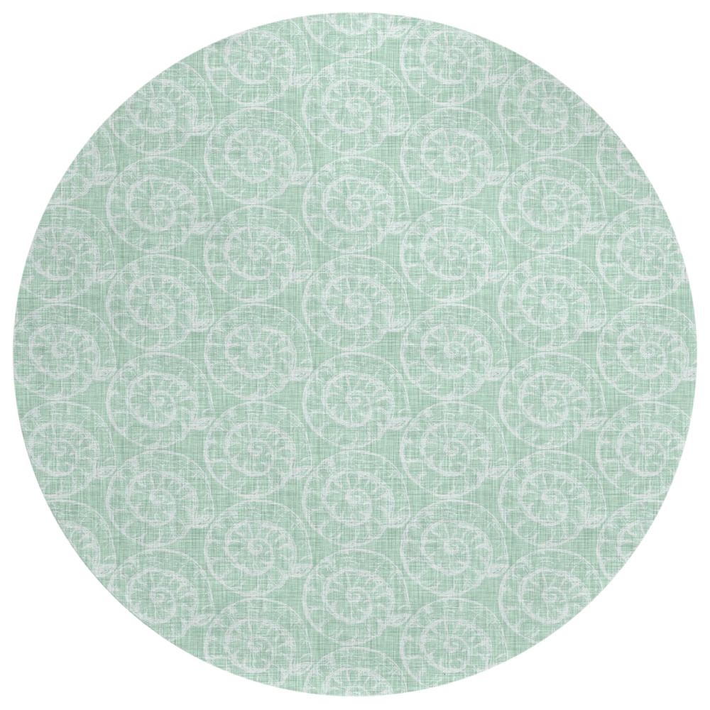 Indoor/Outdoor Surfside ASR41 Green Washable 8' x 8' Round Rug. Picture 1