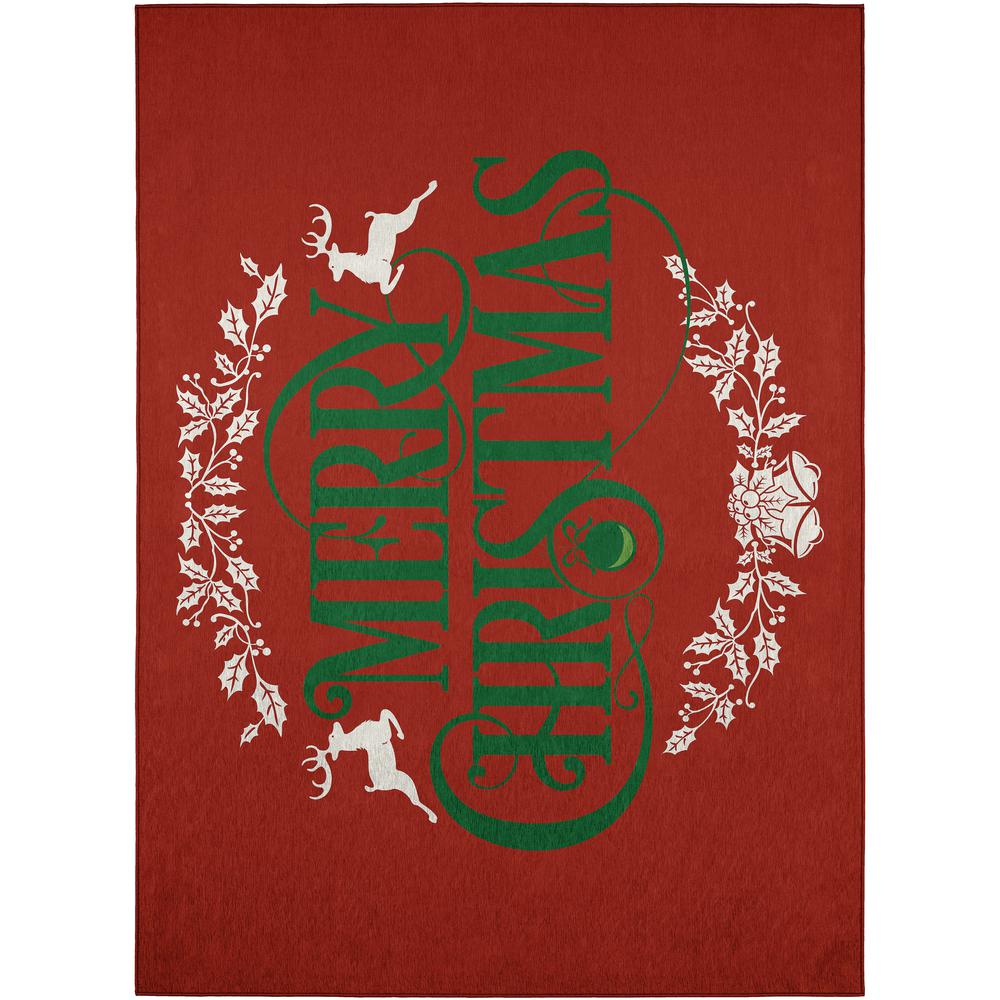 Indoor/Outdoor Cozy Winter ACW36 Red Washable 30" x 46" Rug. Picture 1