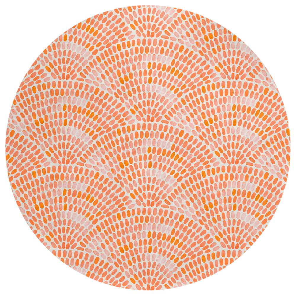 Indoor/Outdoor Surfside ASR37 Peach Washable 8' x 8' Round Rug. Picture 1