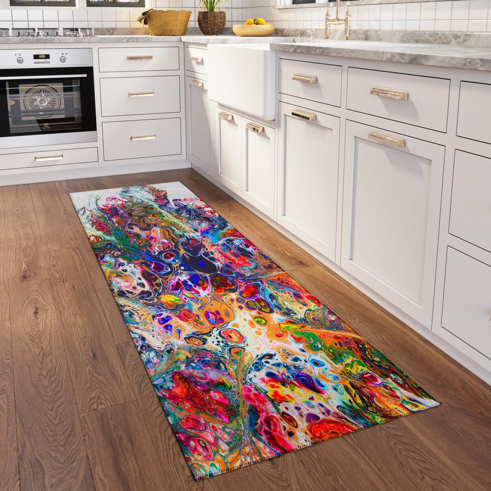 Karina Kaleidoscope Modern Abstract 2'3" x 7'6" Runner Rug Kaleidoscope AKC31. Picture 1