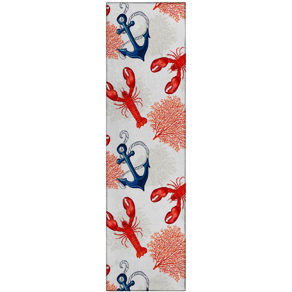 Indoor/Outdoor Harpswell AHP34 Red Washable 2'3" x 7'6" Runner Rug. Picture 1