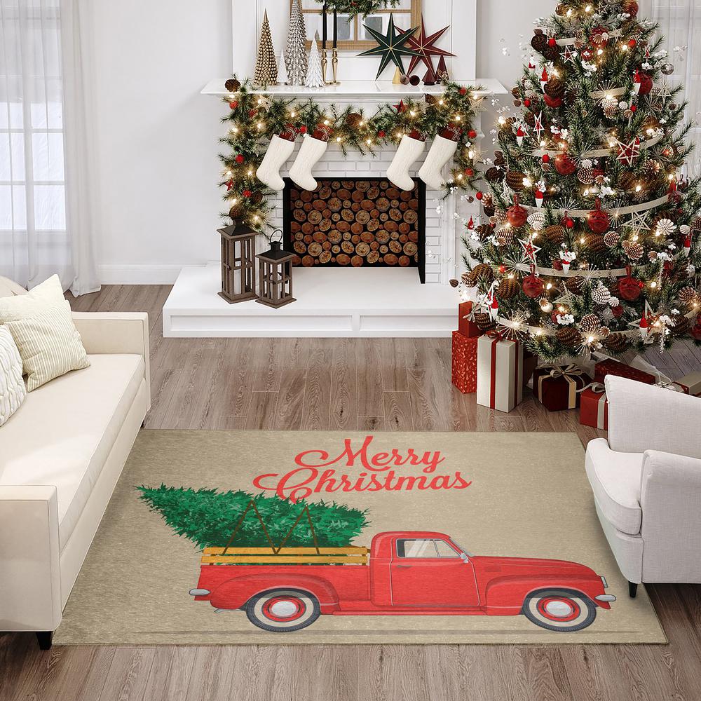 Indoor/Outdoor Cozy Winter ACW34 Red Washable 30" x 46" Rug. Picture 2
